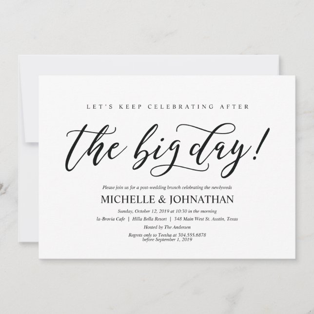 Elegant Rustic Post Wedding Brunch Invitation Card (Front)