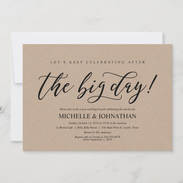 Elegant Rustic Post Wedding Brunch Invitation Card (Front)