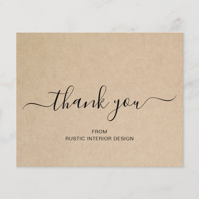 Elegant Rustic Professional Budget Thank You Card (Front)