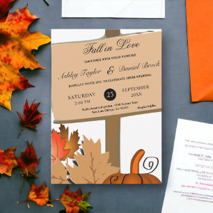 Elegant Rustic Pumpkin Autumn Leaves Fall Wedding Invitation