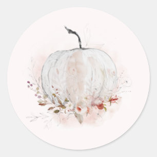 Elegant Rustic Pumpkin Fall Wedding  Classic Round Sticker