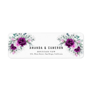 Elegant Rustic Purple Blush Floral Wedding Address