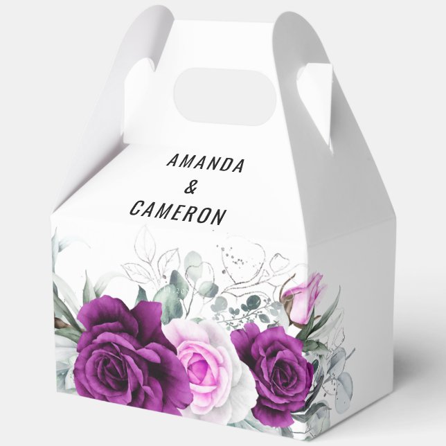 Elegant Rustic Purple Blush Geometric Wedding Favour Box (Front)