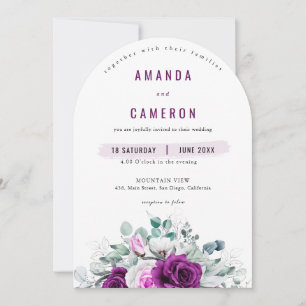 Elegant Rustic Purple Blush Geometric Wedding Invitation