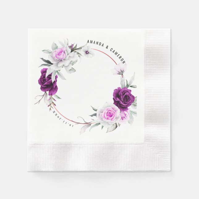 Elegant Rustic Purple Blush Geometric Wedding  Napkin (Front)