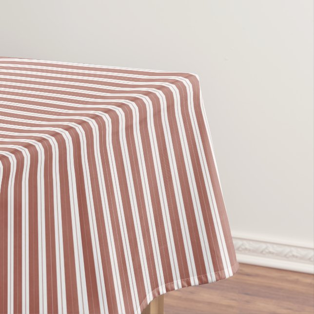 Elegant Rustic Red French Small Stripes  Tablecloth (In Situ)
