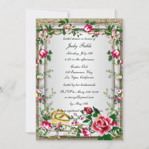 Elegant Rustic Red Roses Bridal Shower Invitation