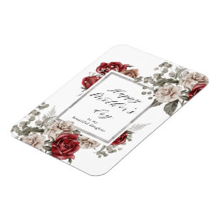 Elegant Rustic Red Roses Mother's Day Magnet
