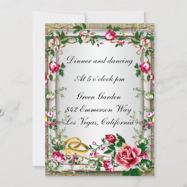 Elegant Rustic Red Roses Reception Card (Front)
