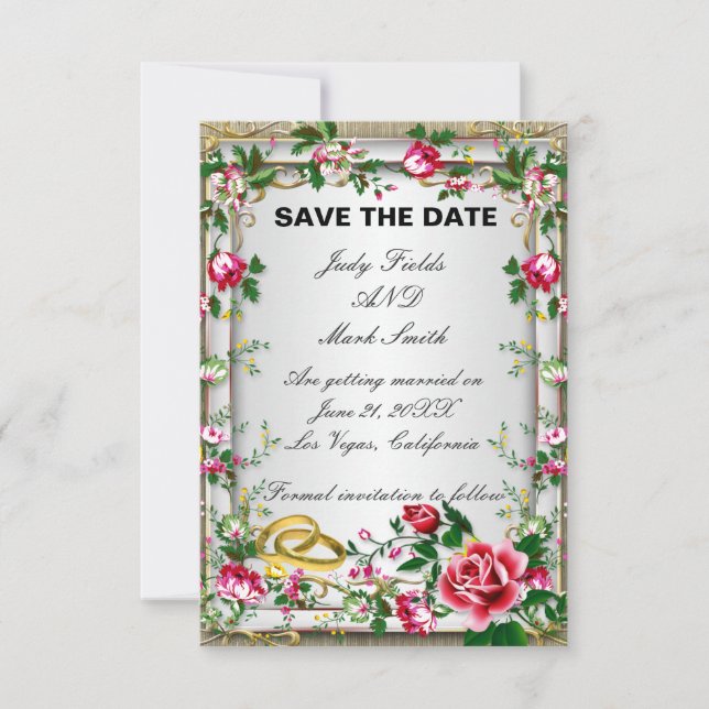 Elegant Rustic Red Roses Save The Date Card (Front)