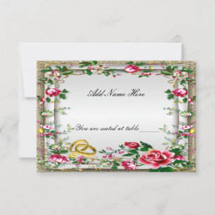 Elegant Rustic Red Roses Table Place Card