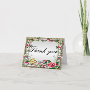 Elegant Rustic Red Roses Thank You Card