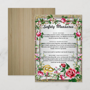 Elegant Rustic Red Roses Wedding Safety Measures Enclosure Card