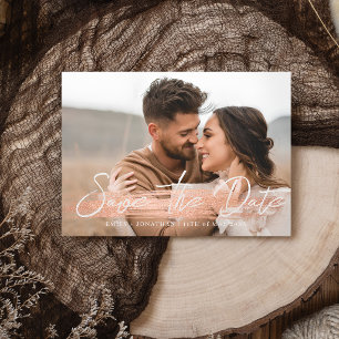 Elegant Rustic Rose Gold 2 Custom Photo Wedding Save The Date