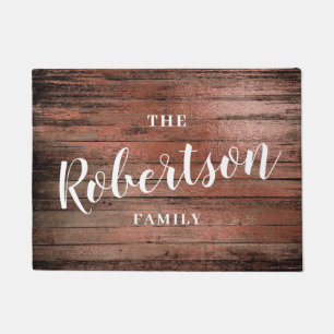 Elegant rustic rose gold wood print custom doormat