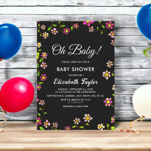 Elegant Rustic Roses Lights Floral Baby Shower Invitation