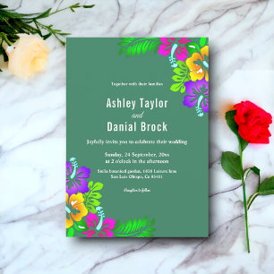 Elegant Rustic Roses Summer Green Floral Wedding Invitation