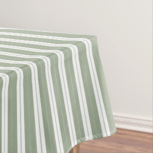 Elegant Rustic Sage Green Medium Stripe Tablecloth