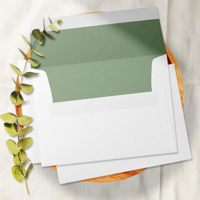Elegant Rustic Sage Green White Modern Wedding Envelope (Creator Uploaded)
