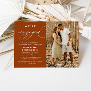 Elegant Rustic Script Engagement Party  Invitation