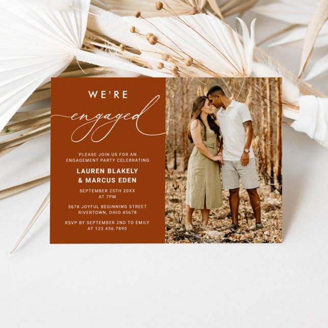 Elegant Rustic Script Engagement Party  Invitation (Creator Uploaded)