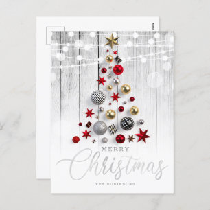 Elegant Rustic Silver Gold Christmas Tree Holiday