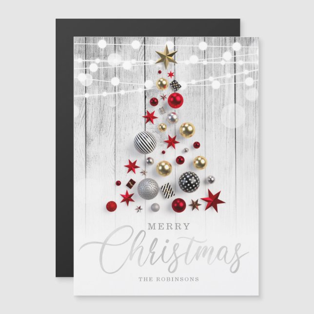 Elegant Rustic Silver Gold Christmas Tree Holiday  (Front/Back)