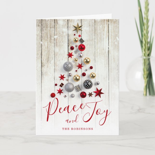 Elegant Rustic & Simple Family Christmas Holiday Card (Front)