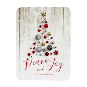 Elegant Rustic & Simple Family Christmas Holiday Magnet