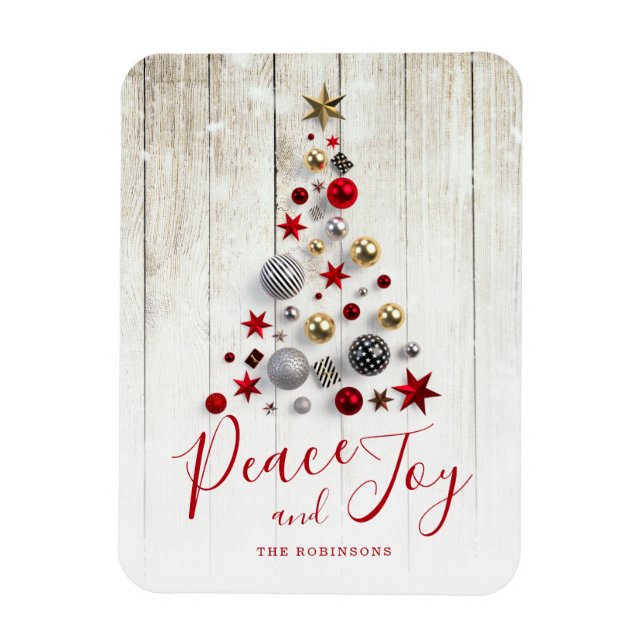 Elegant Rustic & Simple Family Christmas Holiday Magnet (Vertical)