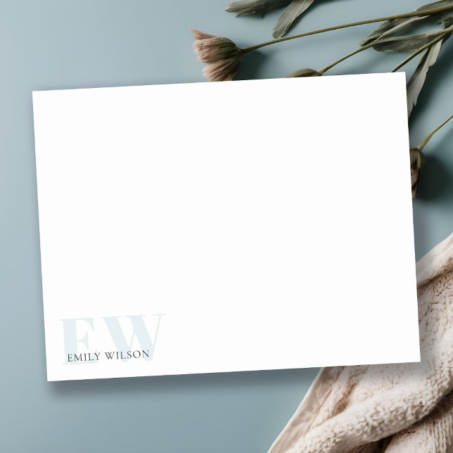 Elegant Rustic Simple Minimal Blue Name Monogram Card (Creator Uploaded)
