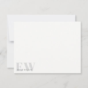 Elegant Rustic Simple Minimal Grey Name Monogram Card