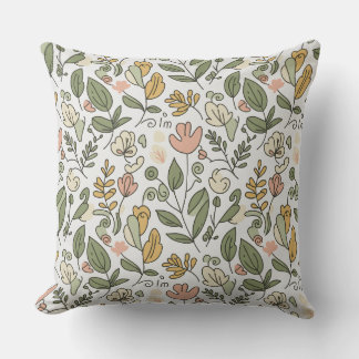 Elegant rustic spring foliage red throw pillow