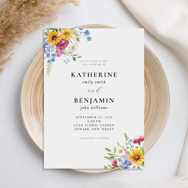 Elegant Rustic Summer Floral Wedding Invitation (Creator Uploaded)