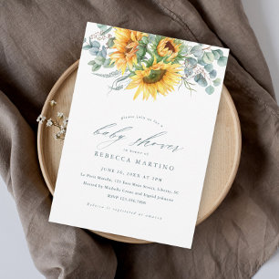 Elegant Rustic Sunflower Baby Shower Invitation
