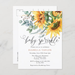 Elegant Rustic Sunflower Baby Shower Sprinkle Invitation Postcard