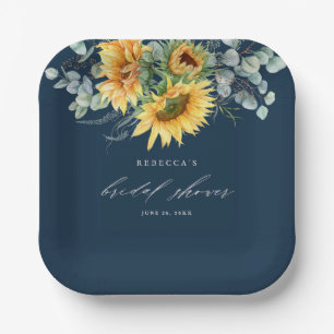 Elegant Rustic Sunflower Bridal Shower Paper Plate