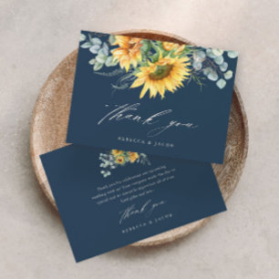 Elegant Rustic Sunflower Bridal Shower Thank You Card