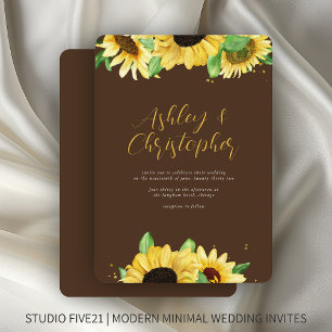 Elegant Rustic Sunflower Brown Wedding Invitation