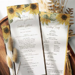 Elegant rustic sunflower, country wedding programme<br><div class="desc">Introducing our Rustic Sunflower Wedding Programs, a perfect blend of charm and elegance for your special day. These 4 x 9.25-inch cards feature a beautiful rustic design, capturing the essence of summer and fall seasons with their vibrant sunflower theme. On the front side, each program prominently displays the bride and...</div>