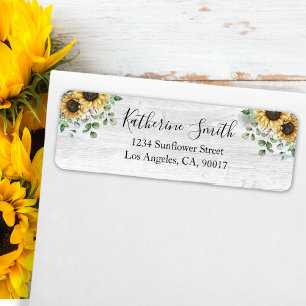 Elegant Rustic Sunflower Eucalyptus Return Address