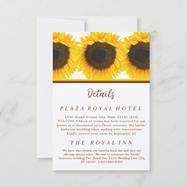 Elegant Rustic Sunflower Response Card (Front)