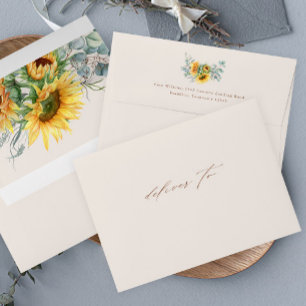 Elegant Rustic Sunflower Return Address Wedding Envelope