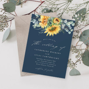 Elegant Rustic Sunflower Wedding Invitation
