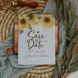 Elegant rustic sunflower wedding save the date<br><div class="desc">This exquisite 5 x 7-inch wedding save-the-date card, adorned in a captivating white wooden rustic theme, elegantly highlights the timeless charm of sunflowers. Its design perfectly balances the warmth of yellow with serene shades of white, creating a visually stunning announcement for your special day. Each card is thoughtfully personalised with...</div>
