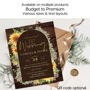Elegant Rustic Sunflowers and Lace Wedding Invite Flyer