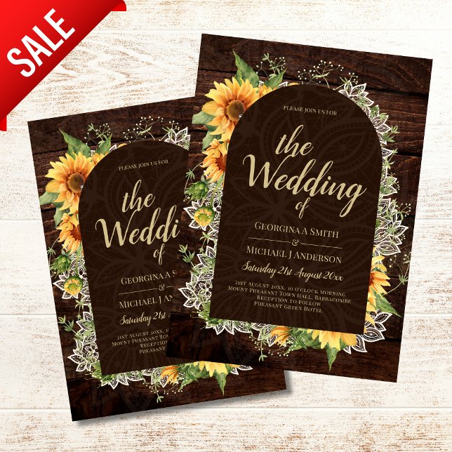 Elegant Rustic Sunflowers and Lace Wedding Invite Flyer (Creator Uploaded)