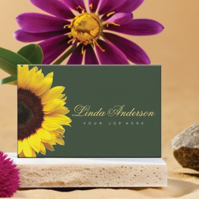 Elegant Rustic Sunflowers Eucalyptus Business Car Card (Creator Uploaded)