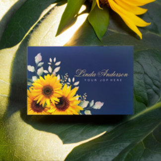  Elegant Rustic Sunflowers Eucalyptus Business  Card