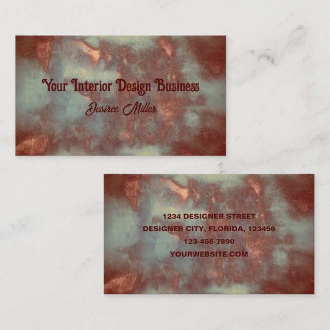 Elegant Rustic Teal Brown Country Texture Business Card (Front/Back)